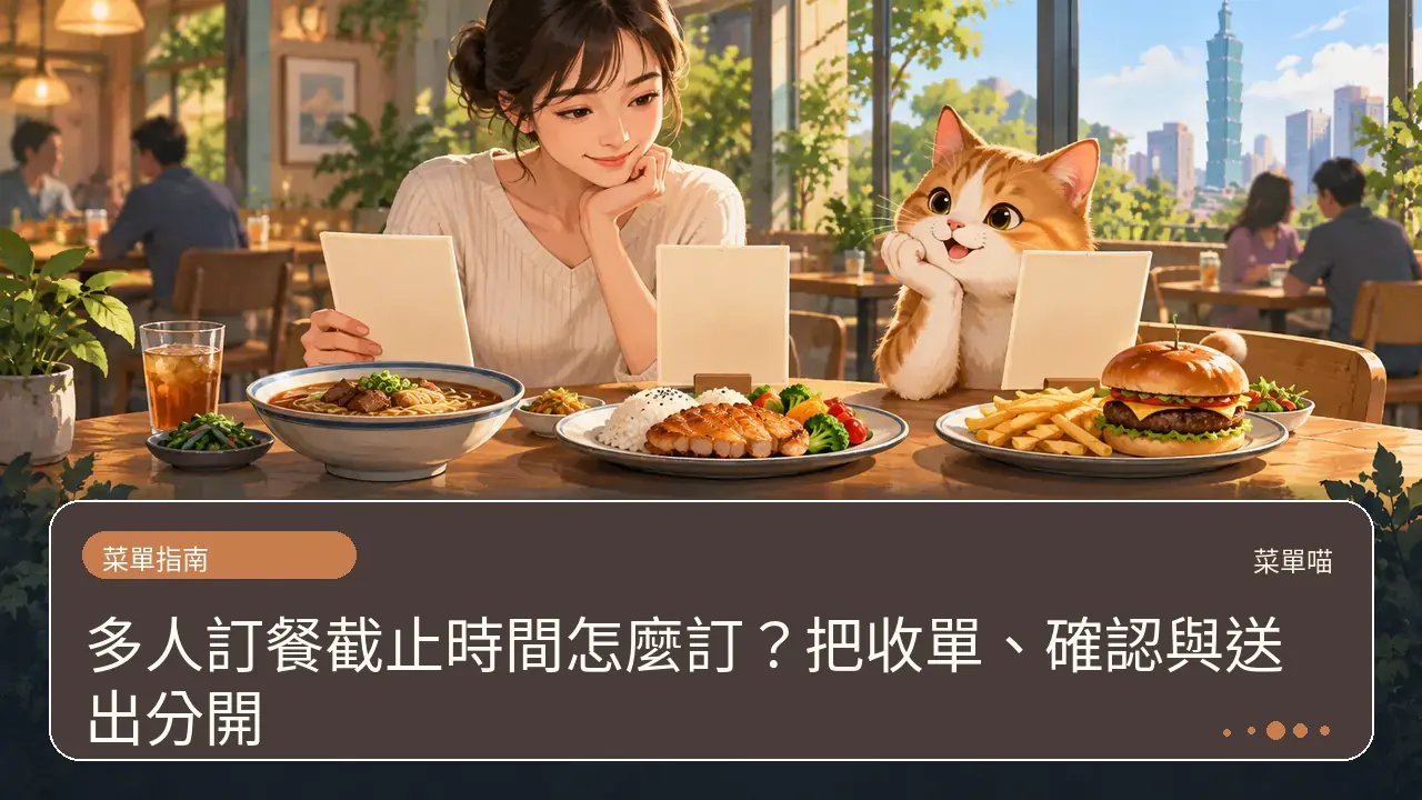 多人訂餐截止時間怎麼訂?把收單、確認與送出分開主題插畫