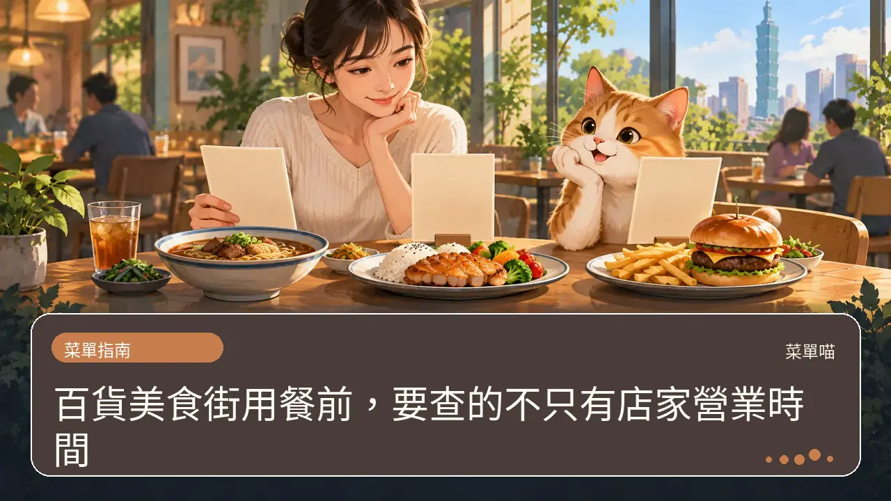 百貨美食街用餐前，要查的不只有店家營業時間主題插畫
