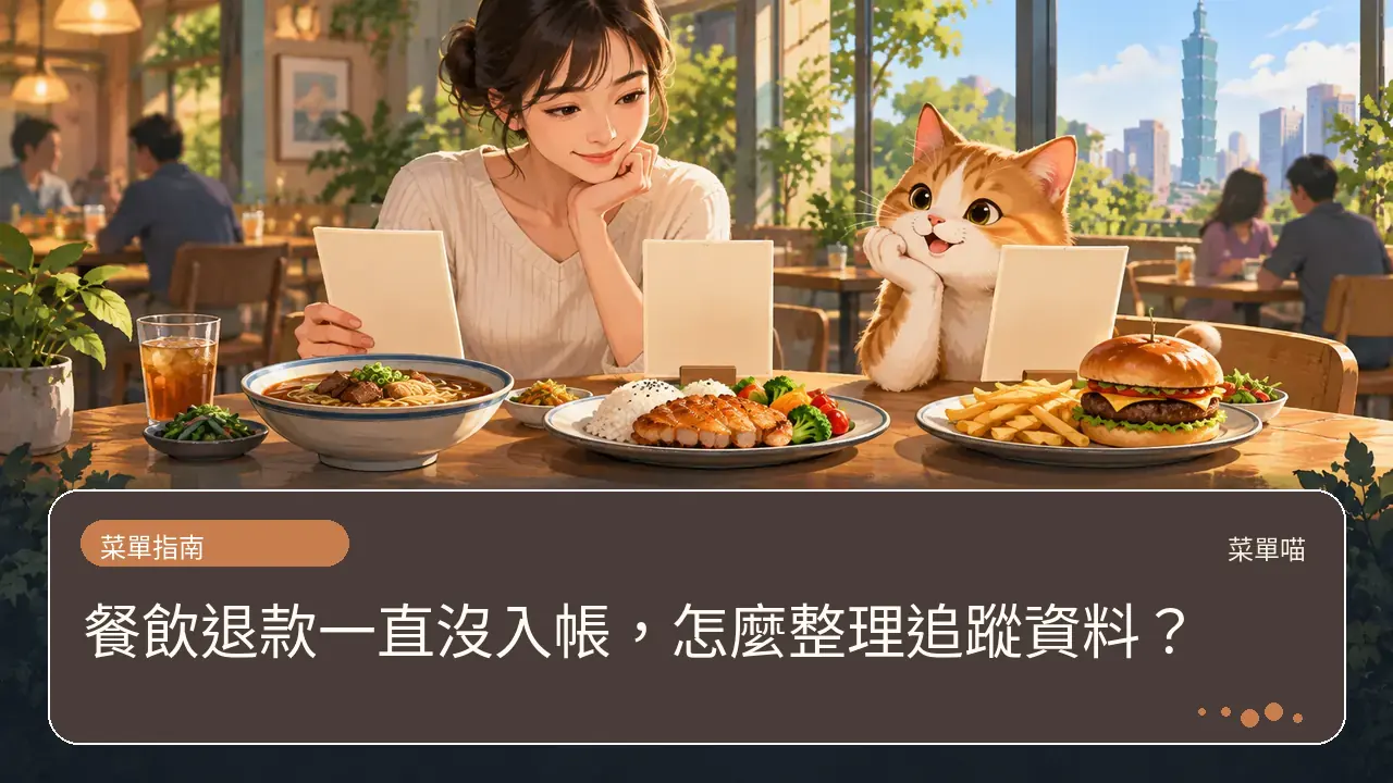 餐飲退款一直沒入帳，怎麼整理追蹤資料？主題插畫