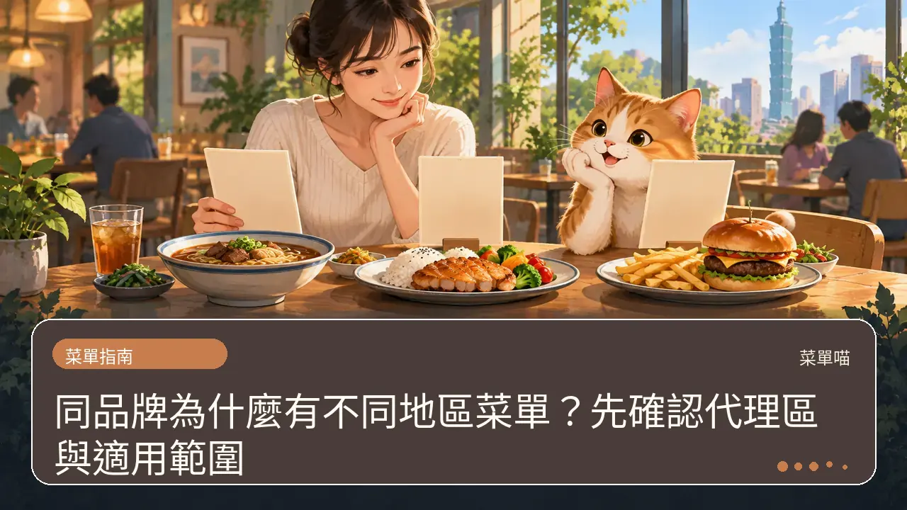 同品牌為什麼有不同地區菜單？先確認代理區與適用範圍主題插畫